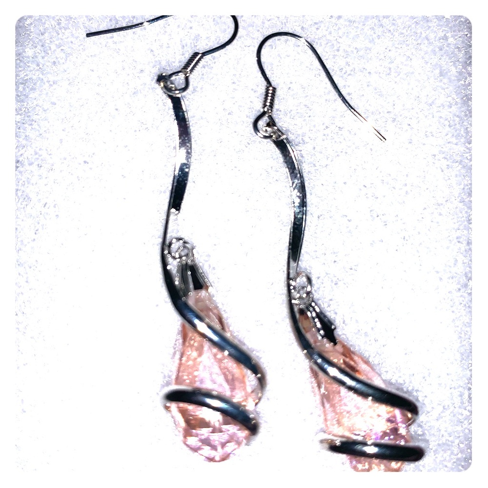 Sterling Silver Pink Teardrop